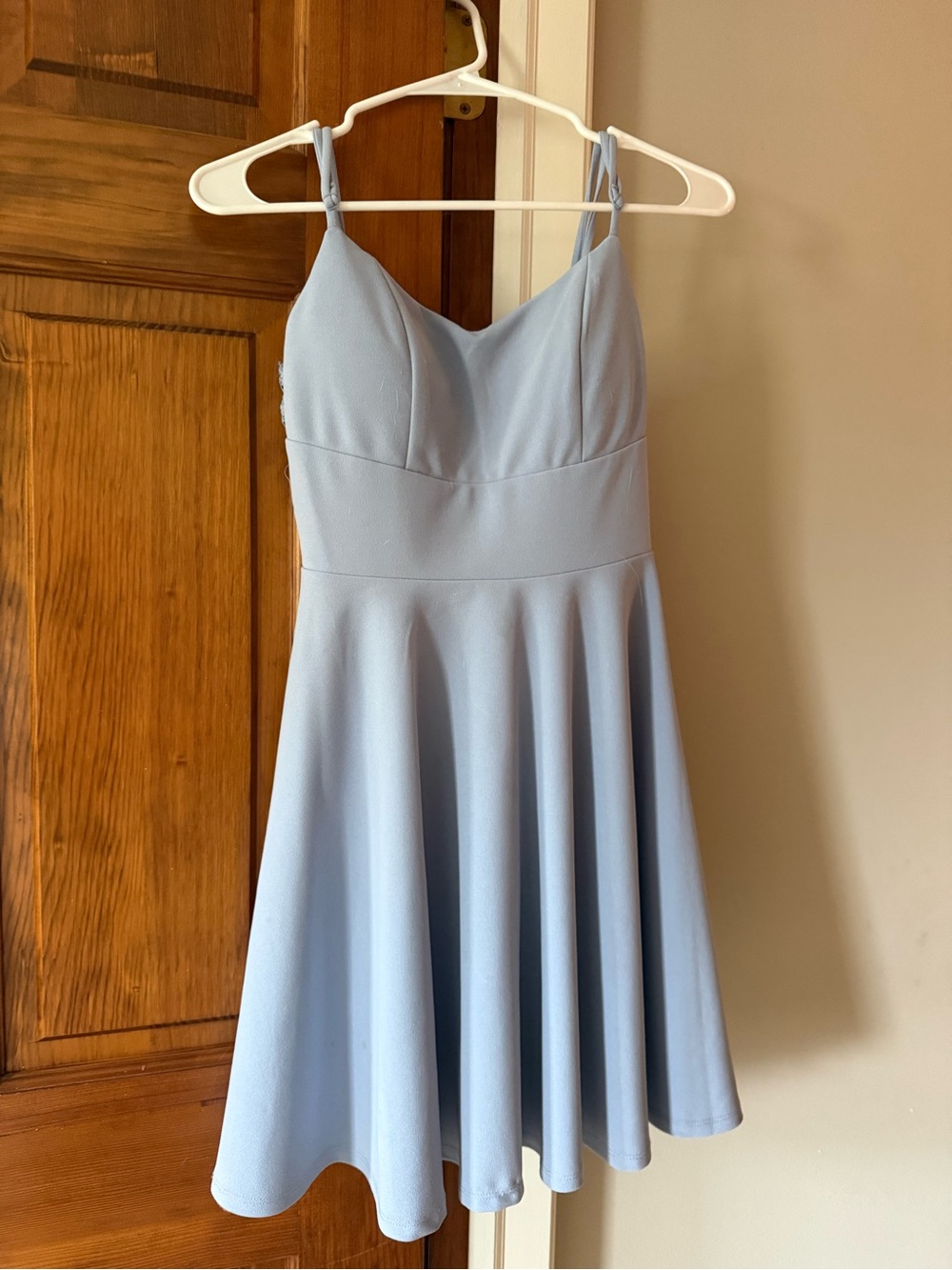Sky Blue Spaghetti Strap A-Line Mini Dress